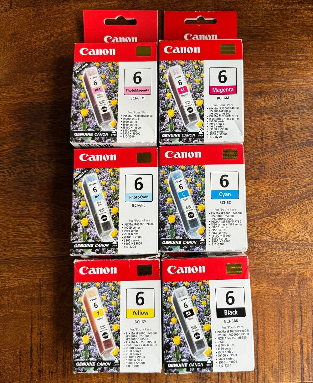 6 x Canon BCI-6 CYAN YELLOW MAGENTA BLACK MP760/MP750/MP780 Printers ORIGINAL